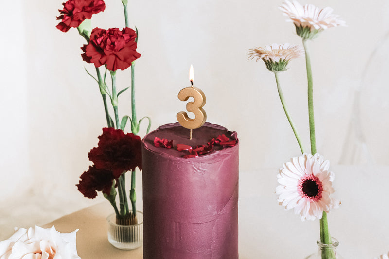 Birthday candle Number 3, 4.5 cm, gold (SCU9-3)