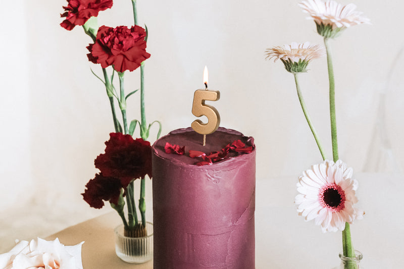 Birthday candle Number 5, 4.5 cm, gold (SCU9-5)