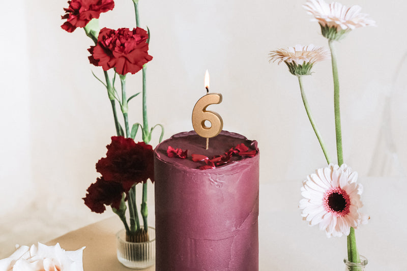 Birthday candle Number 6, 4.5 cm, gold (SCU9-6)