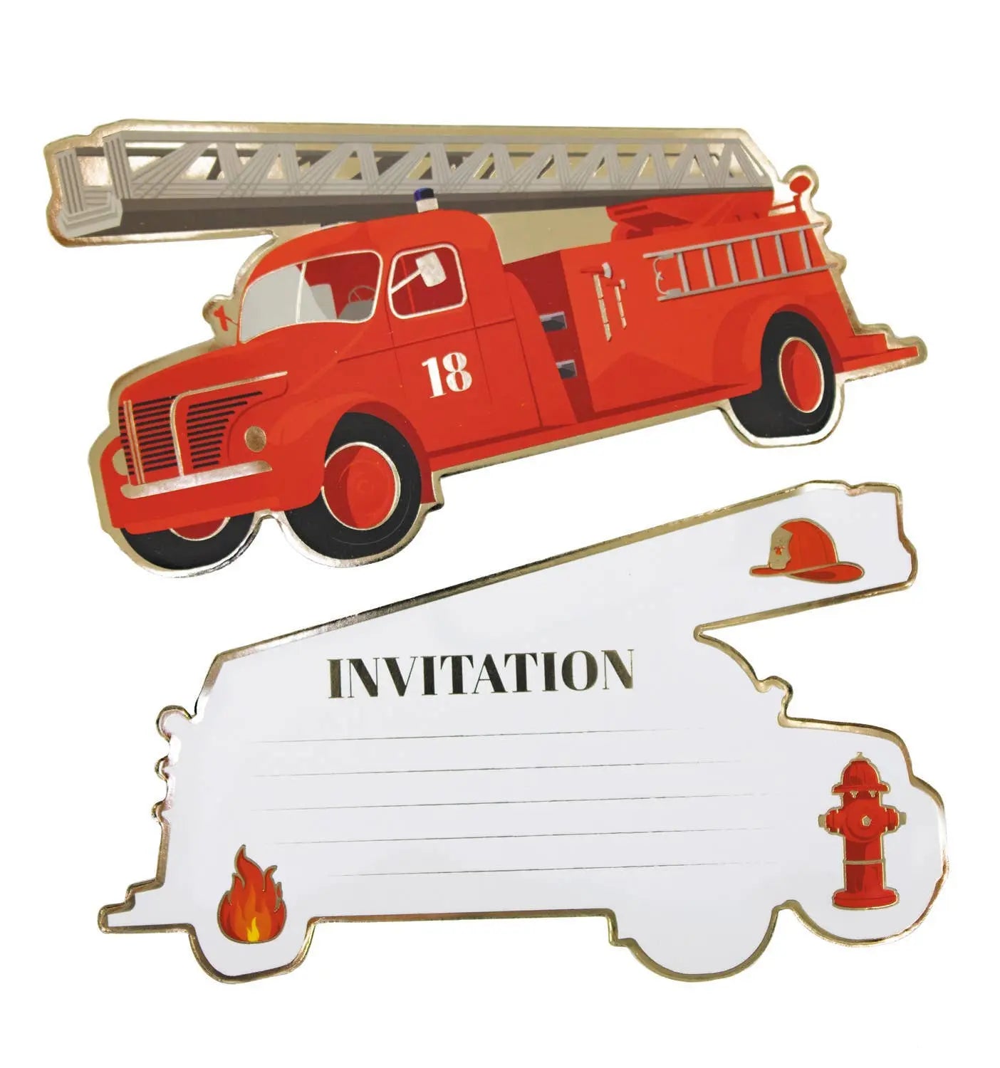 SET OF 8 FIREFIGHTER INVITATIONS Tim&Puce Factory