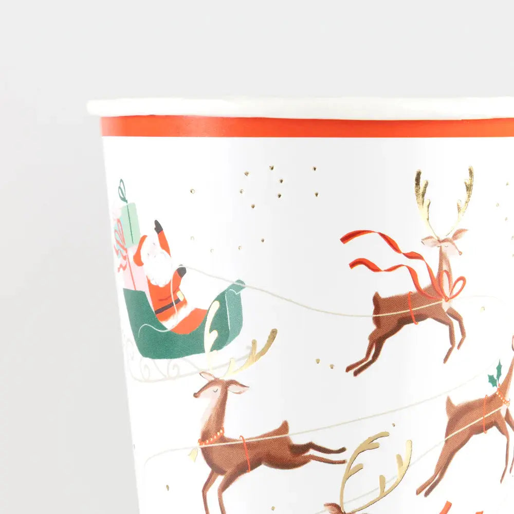 Santa, sleigh and reindeer cups Meri Meri