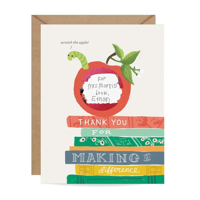Scratch-Off Bookworm - Teacher / Thank You Card Inklings