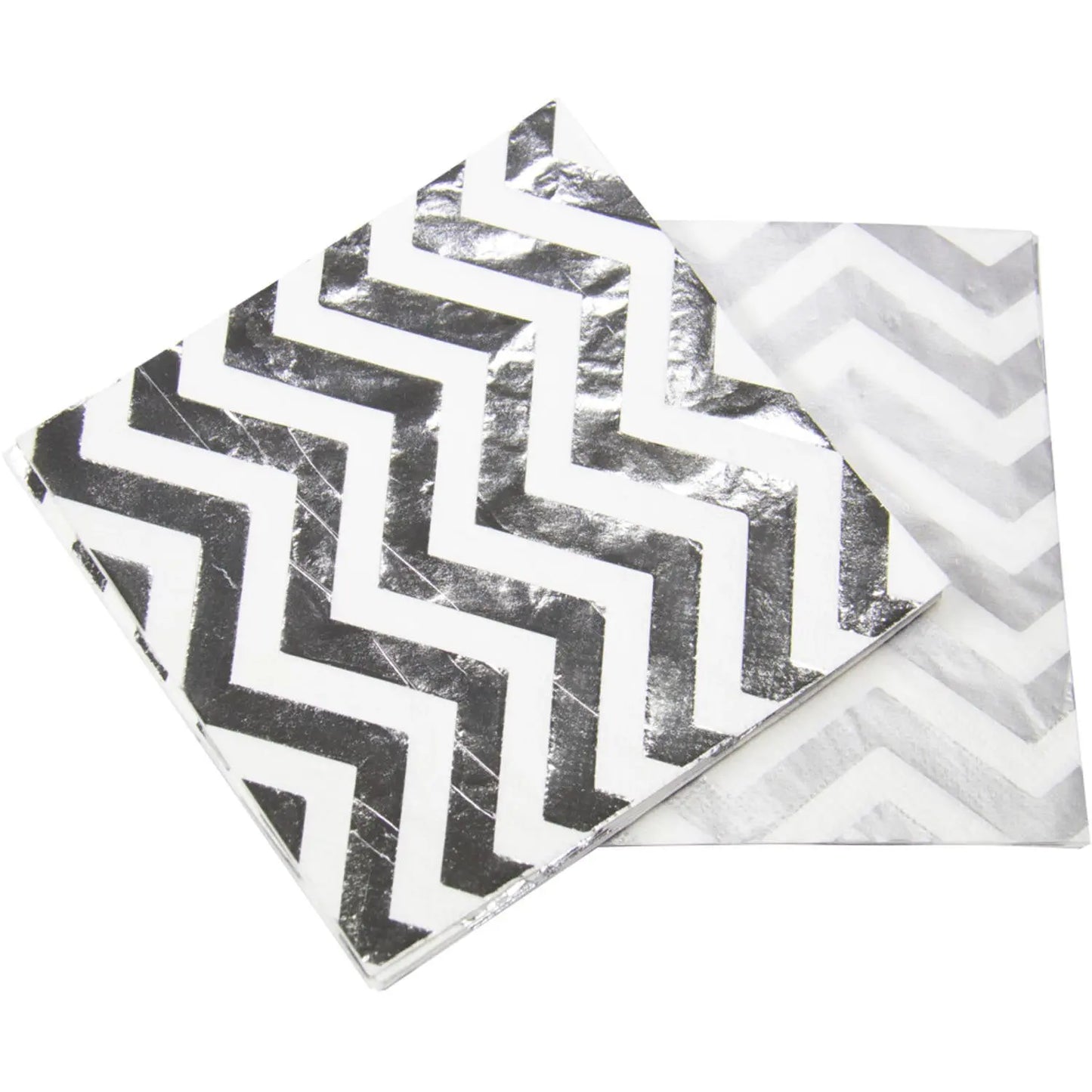 Silver coloured Metallic Napkins Zigzag 33x33 cm - 20 pieces Folat