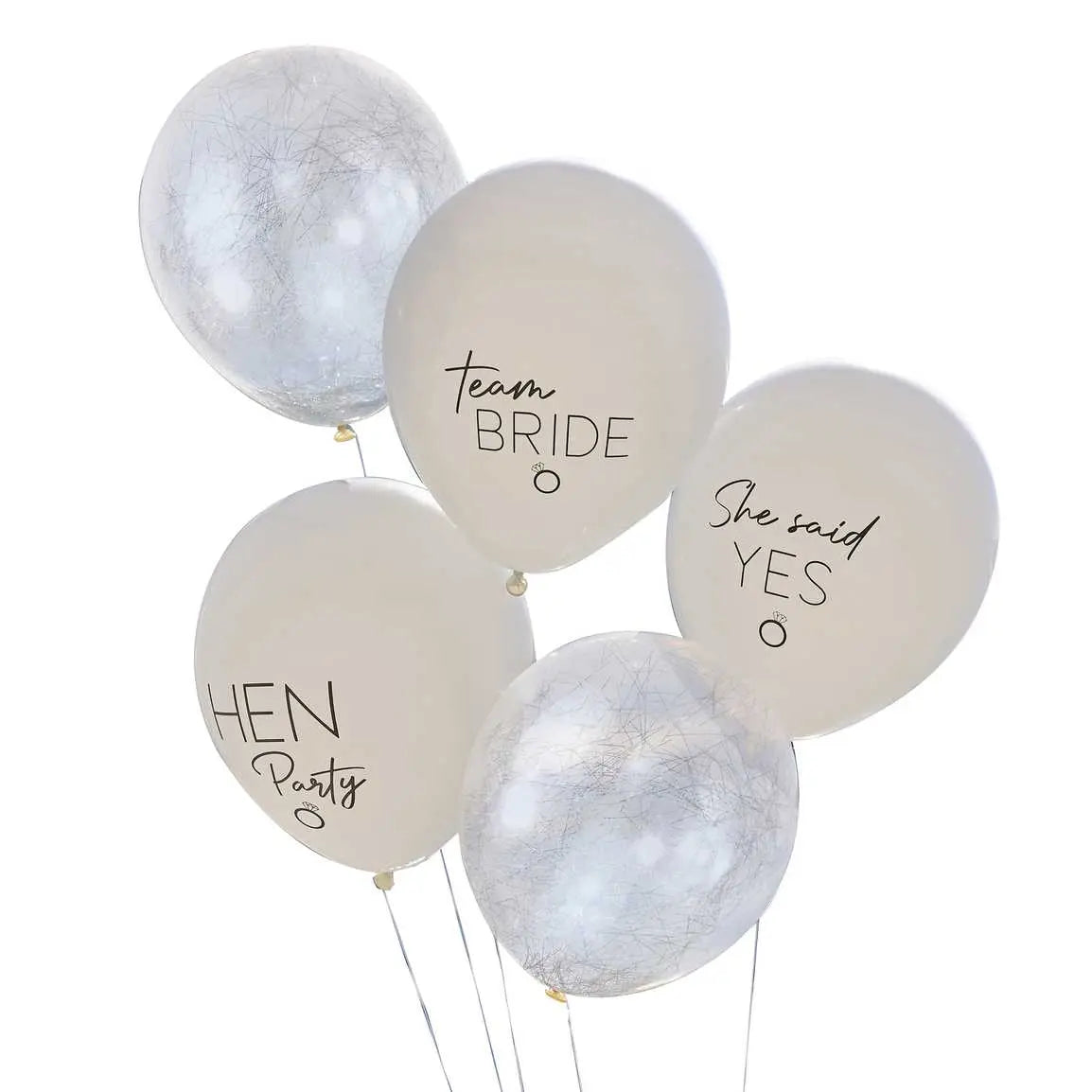 Silver, White and Nude Hen Party Balloon Bundle GingerRay