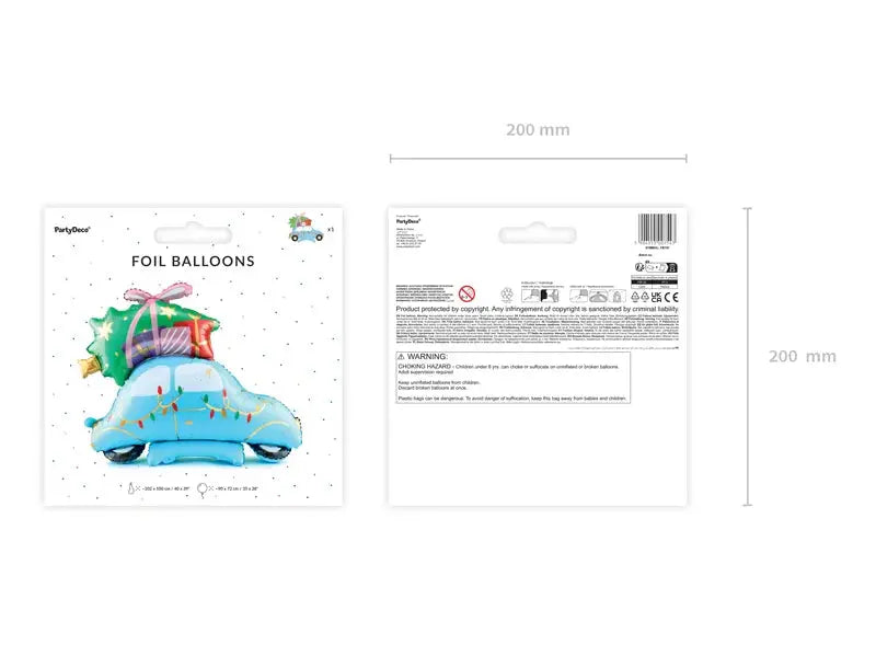 Standing foil balloon Christmas Cars, 102x100 cm, mix Partydeco