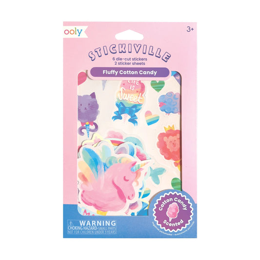 Stickiville Stickers: Fluffy Cotton Candy – Scented (2 Sheets & 6 Die-Cut OOLY
