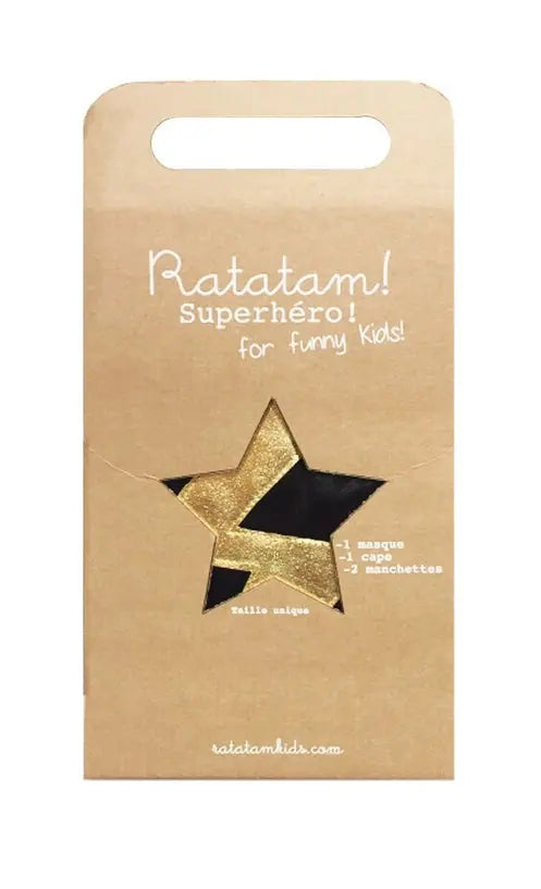 Superhero Costume Set Black Cape+Mask+Cuffs Ratatam