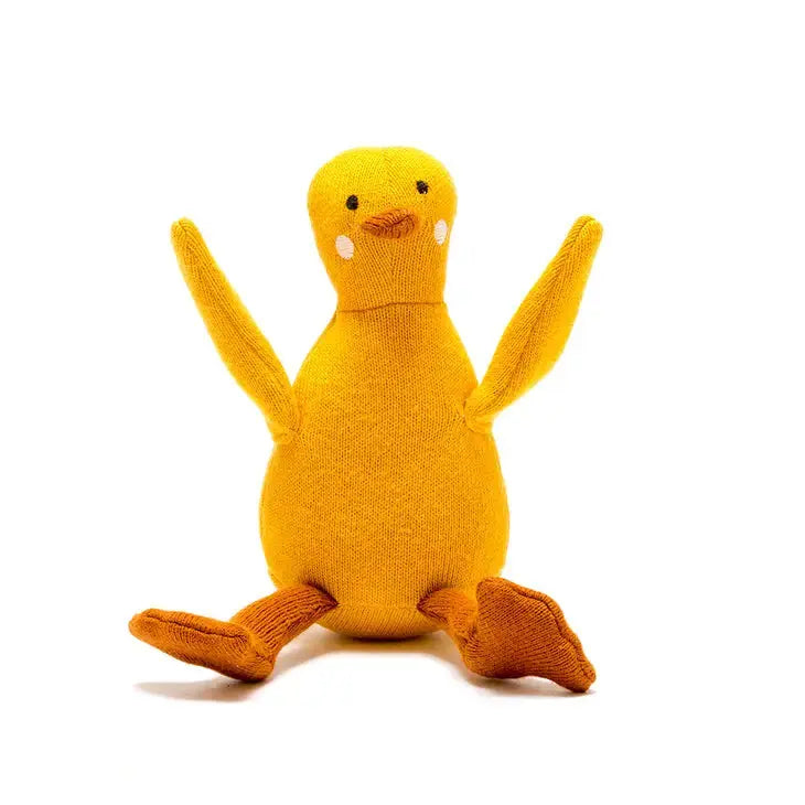 Tactile Knitted Organic Cotton Mustard Duck Plush Toy Best Years