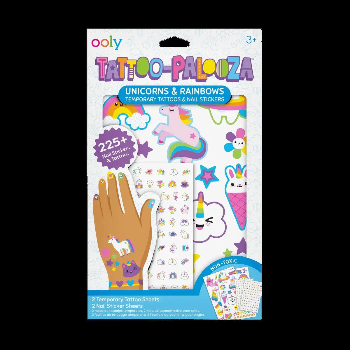 Tattoo Palooza Nail Stickers & Temporary Tattoos – Unicorns & Rainbows OOLY
