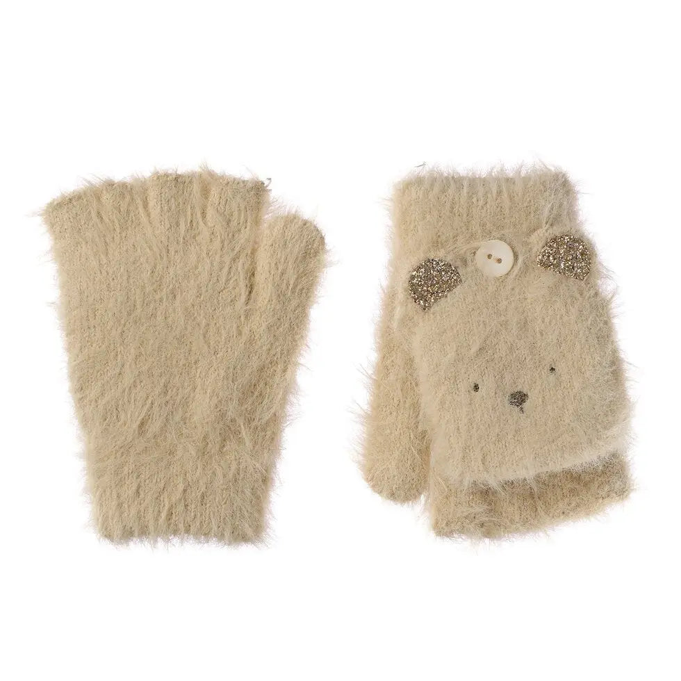 Teddy Bear Fluffy Gloves 3-6 Years Rockahula