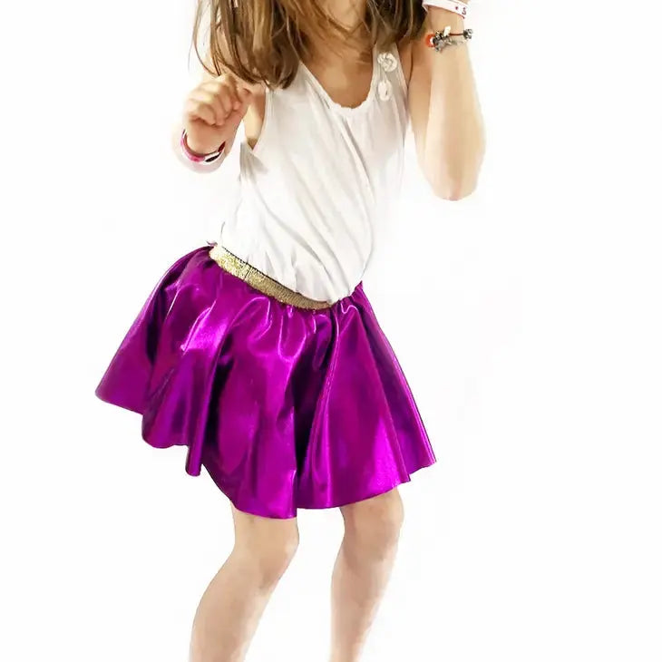 The Elastic Purple Metallic Skirt Ratatam