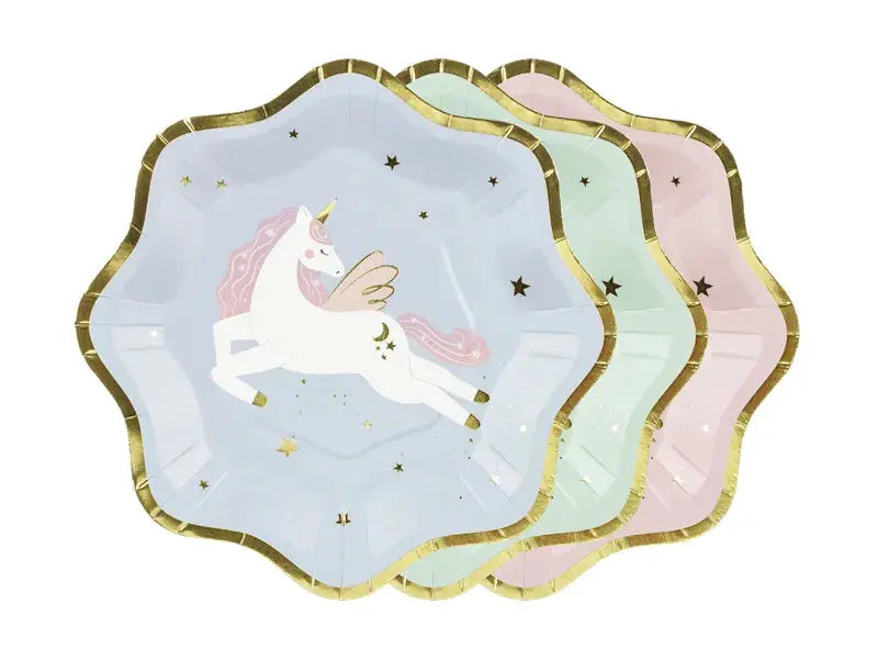 Unicorn plates, mix, 18x18 cm Partydeco