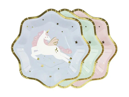 Unicorn plates, mix, 18x18 cm Partydeco