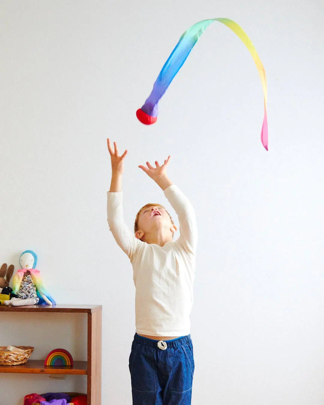 Waldorf Toy for Throwing, Movement Play: Rainbow Sarah’s Silks