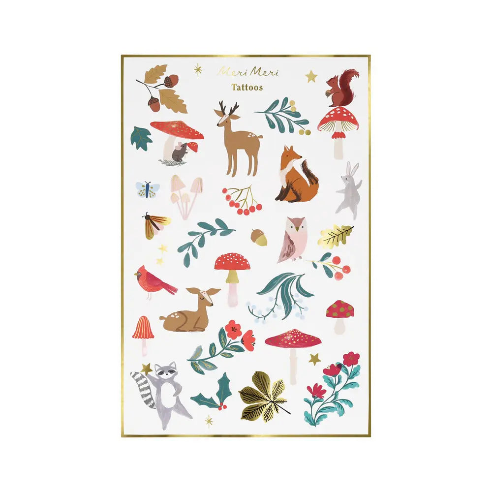 Woodland temporary tattoo sheets Meri Meri