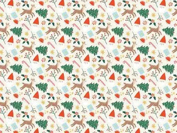 Wrapping paper - deer, Santa, tree, Partydeco