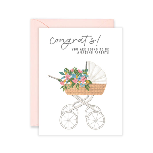 Amazing Parents Carriage - New Baby Greeting Card