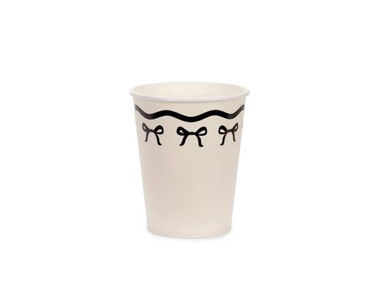 Paper cups with bows, creamy black, 220 ml