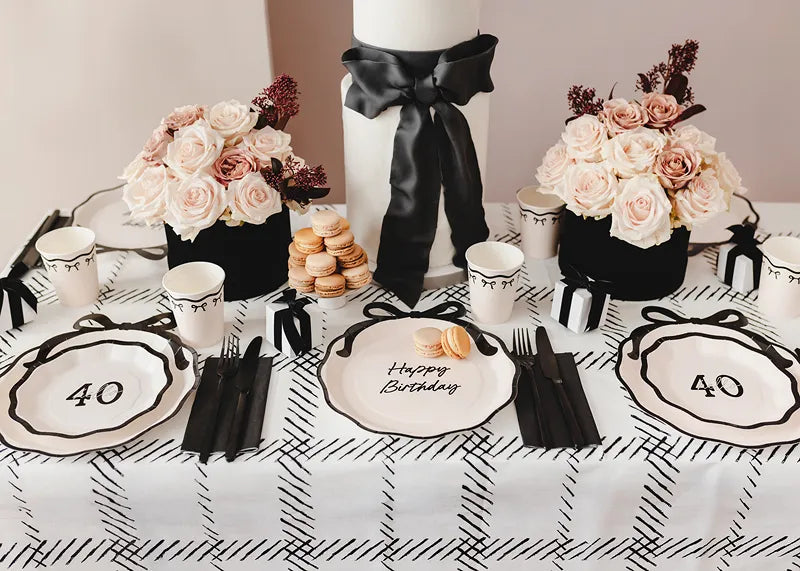 Paper cups with bows, creamy black, 220 ml