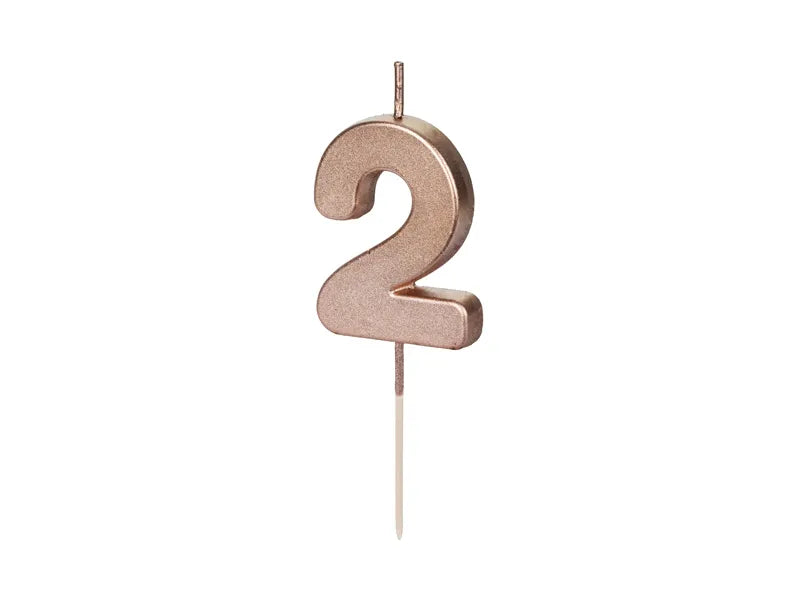 Rose Gold Number Candle – 5 cm Birthday Cake Decoration