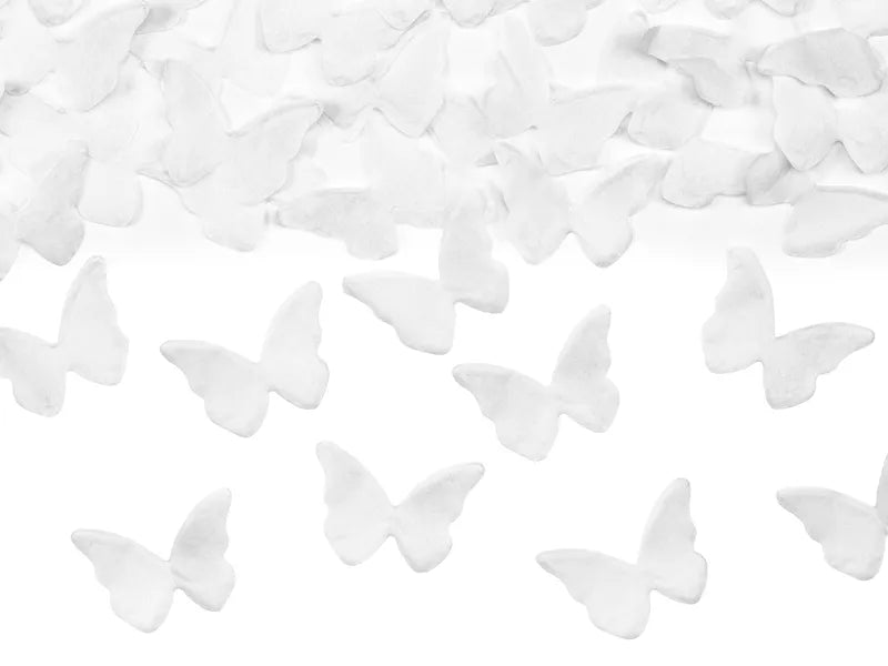Confetti cannon, white butterflies, 20cm