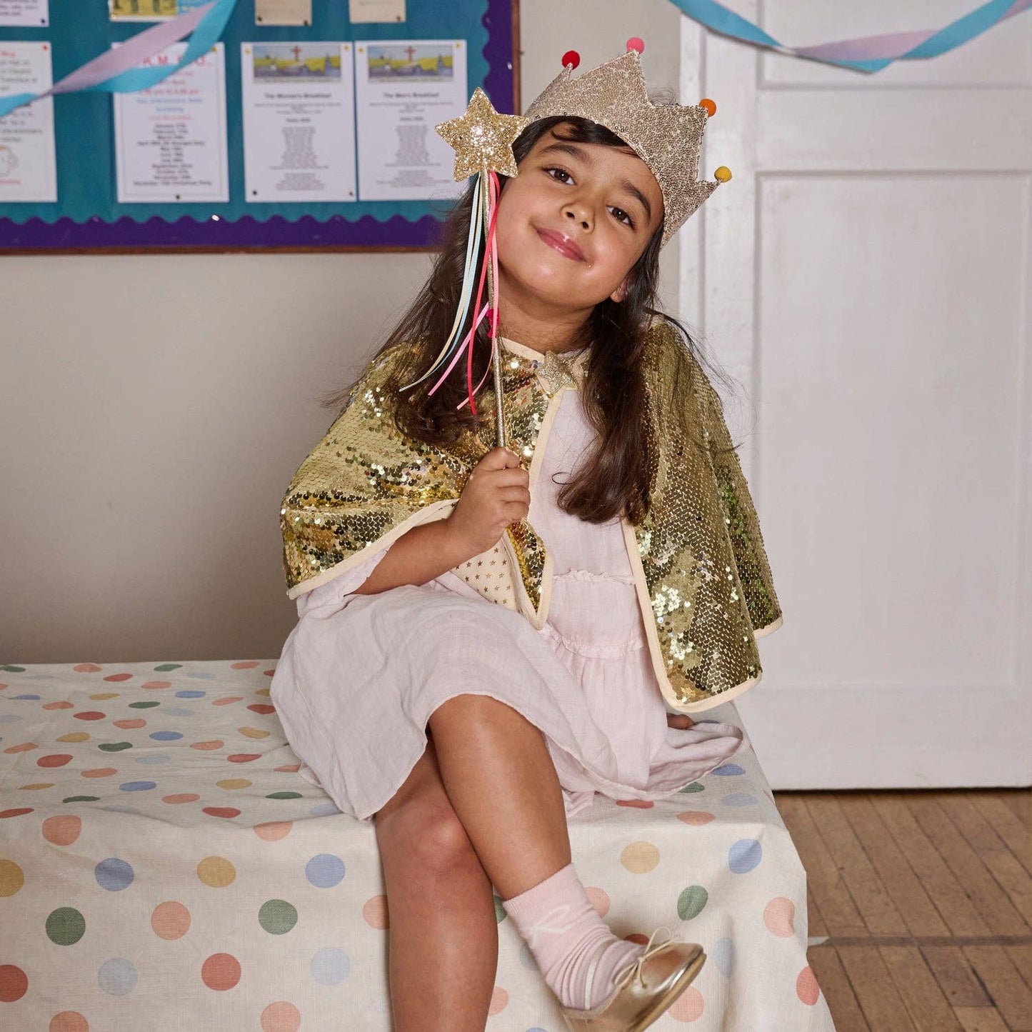 Rockahula Kids US - Gold Sequin Pom Pom Crown (3-10 Years)