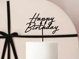 Acrylic Cake Topper Happy Birthday, Black, 16.5 cm