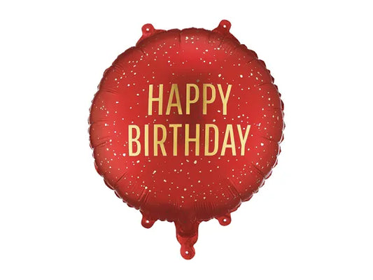 Foil balloon Happy Birthday, 35x35 cm, dark red
