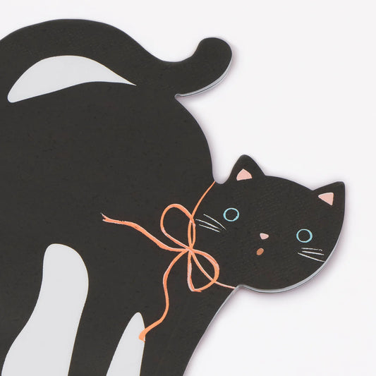 Halloween Cat Shaped Napkins (x 16)