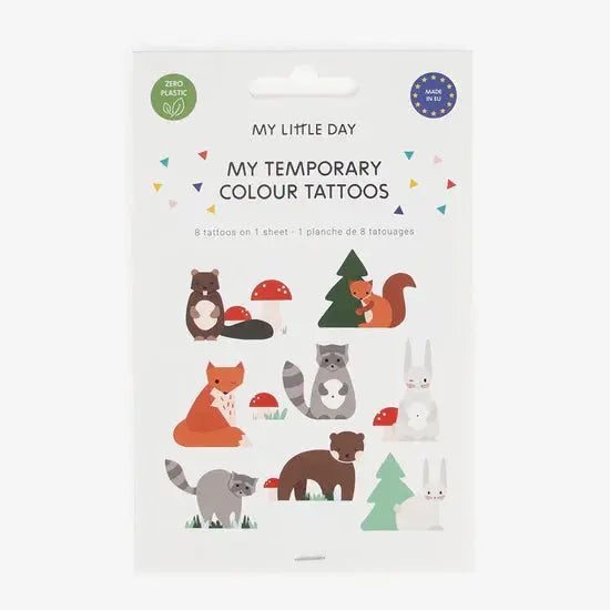 1 sheet of 8 forest animal tattoos My Little Day
