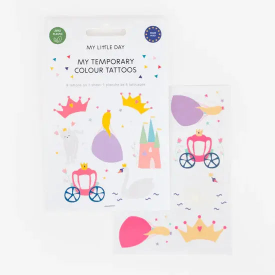 1 sheet of 8 princess tattoos My Little Day