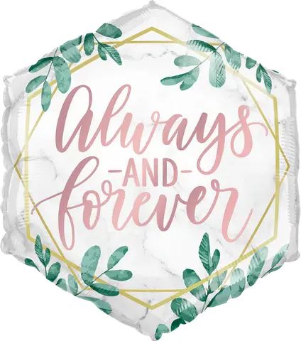 20" HEXAGON FOIL ALWAYS AND FOREVER GREENERY #18855 - thepartyville