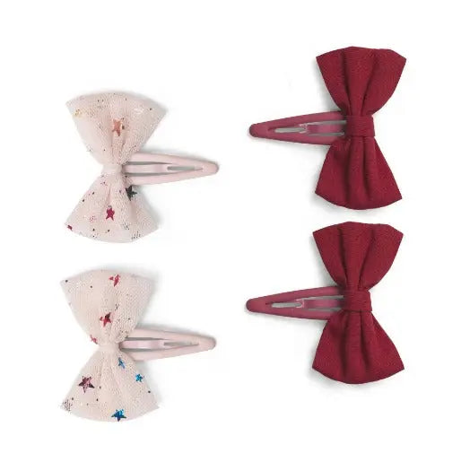 4-pack tulle bowie hairclips - multi star/red Konges Slojd