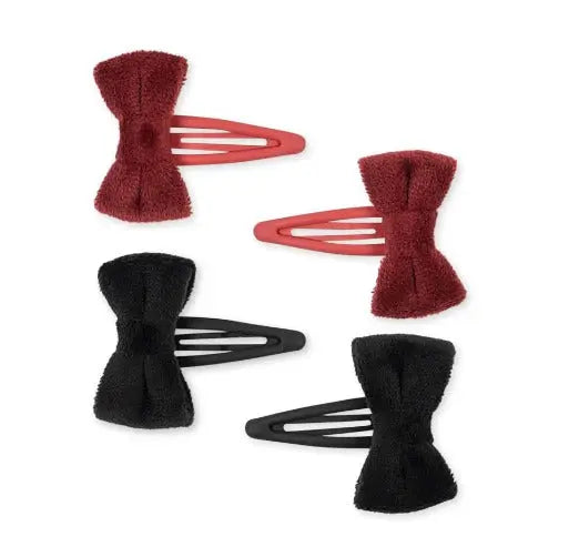 4 pack velvet bowie hairclips - red/black Konges Slojd