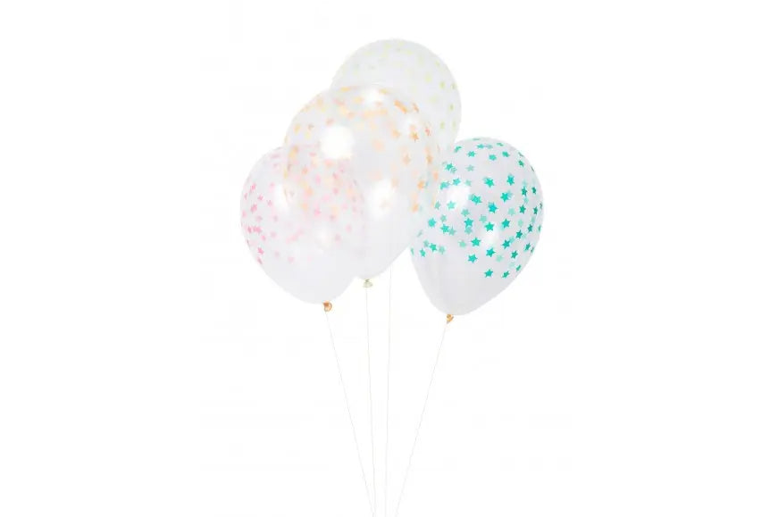 6 Ballons à étoiles fluo cotillons Alsace
