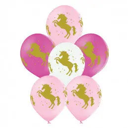 6 Ballons latex LICORNE OR 30 cm cotillons Alsace