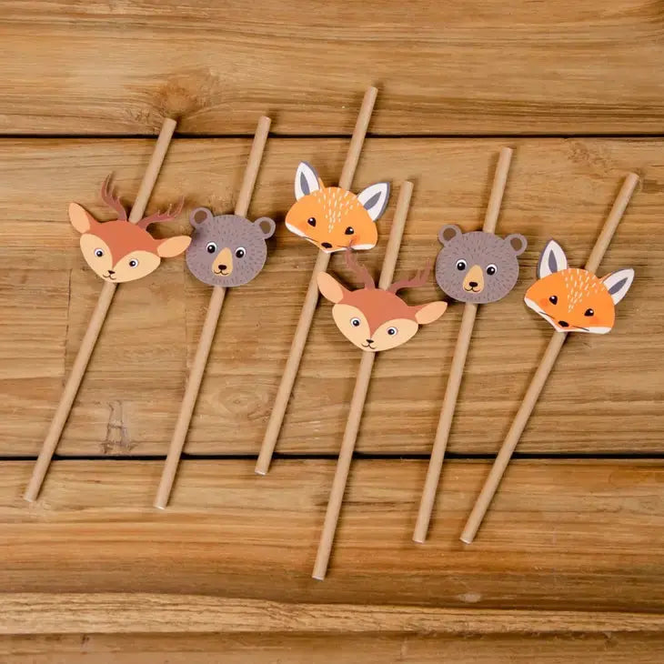 6 Forest Animals Paper Straws Annikids