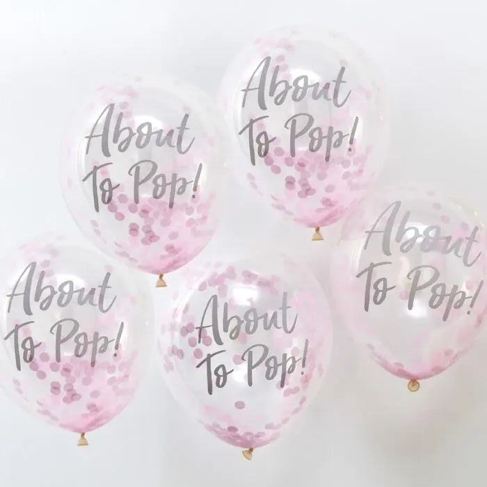 ABOUT TO POP! PINK BABY SHOWER CONFETTI BALLOONS Ginger Ray