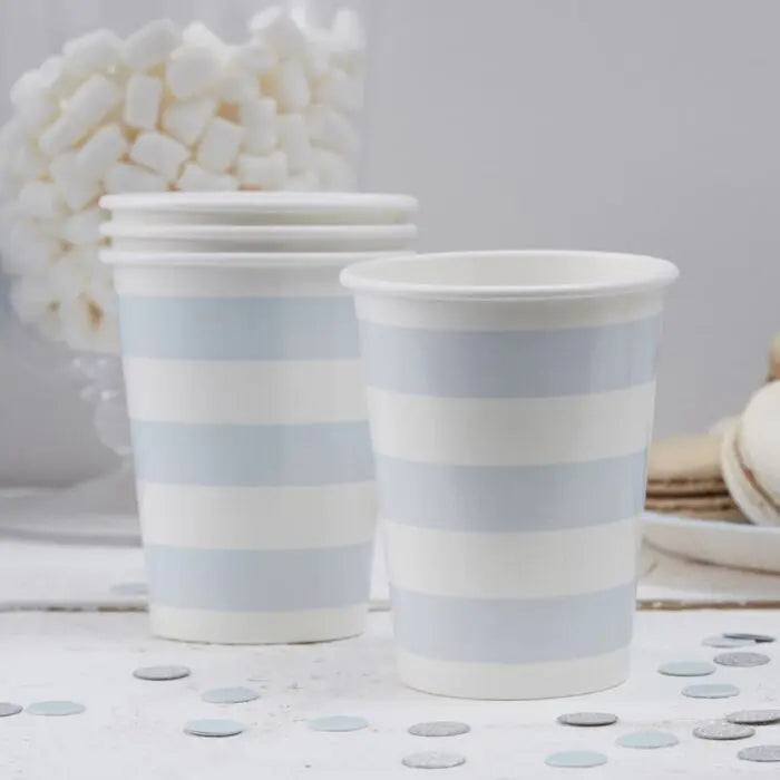 BABY BLUE STRIPE PAPER CUPS - PASTEL PERFECTION Ginger Ray