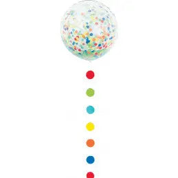 Balloon Giant transparent 60 cm confettis +Dots tassel Unique
