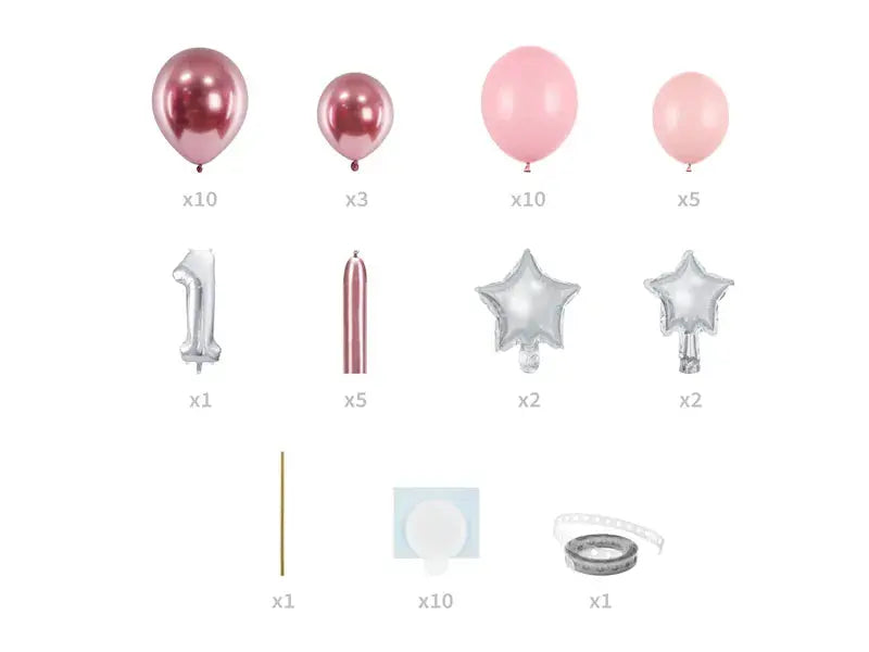 Balloon bouquet number "1", pink Partydeco