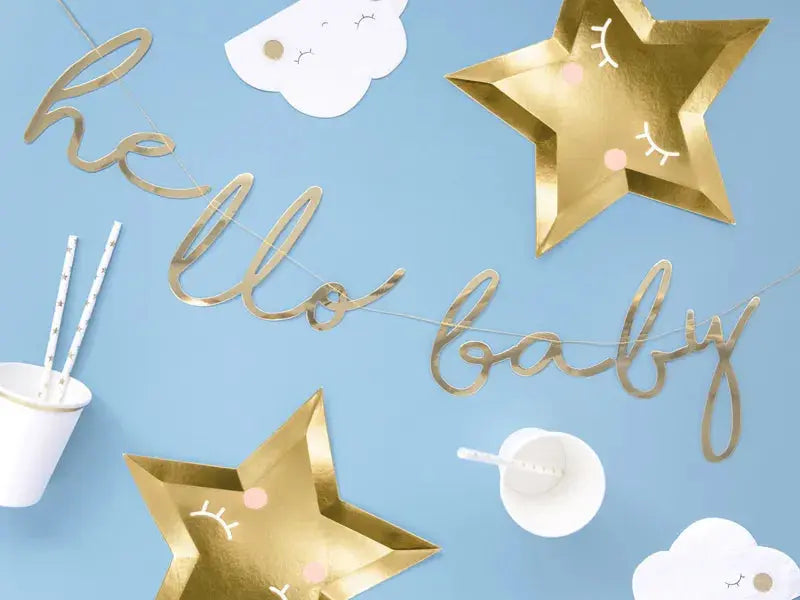 Banner little star, hello baby, gold Partydeco