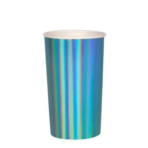 Blue holographic highball cup Meri Meri