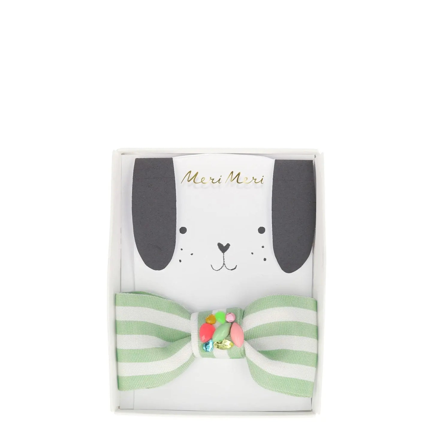 Blue stripe bow hair clip Meri Meri