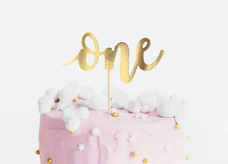 Cake topper One, gold Partydeco