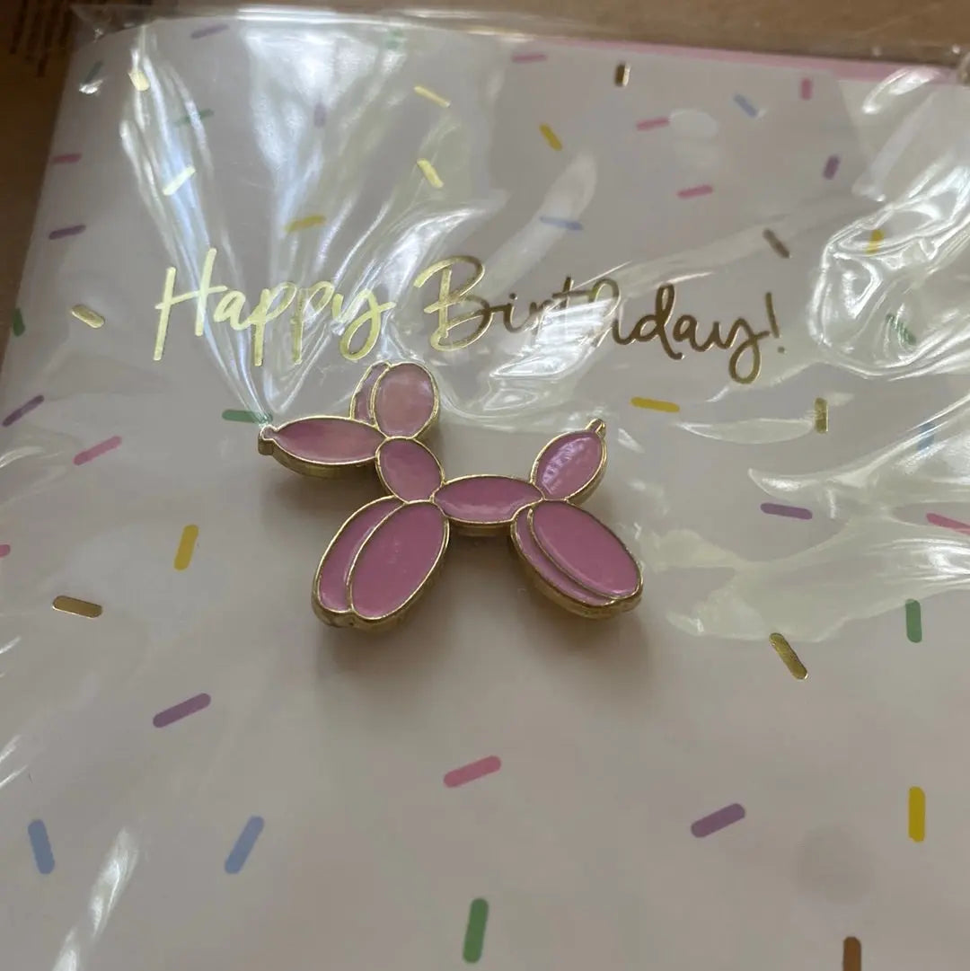 Card with enamel pin balloon dog Partydeco