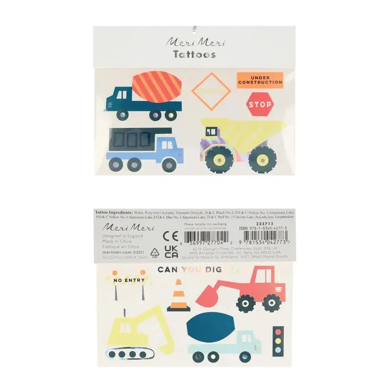 Construction Tattoos (x 2 sheets) Meri Meri