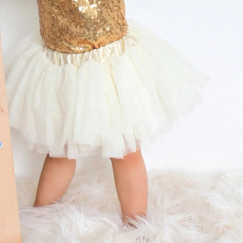Cream Knee Length Tulle Skirt Faire