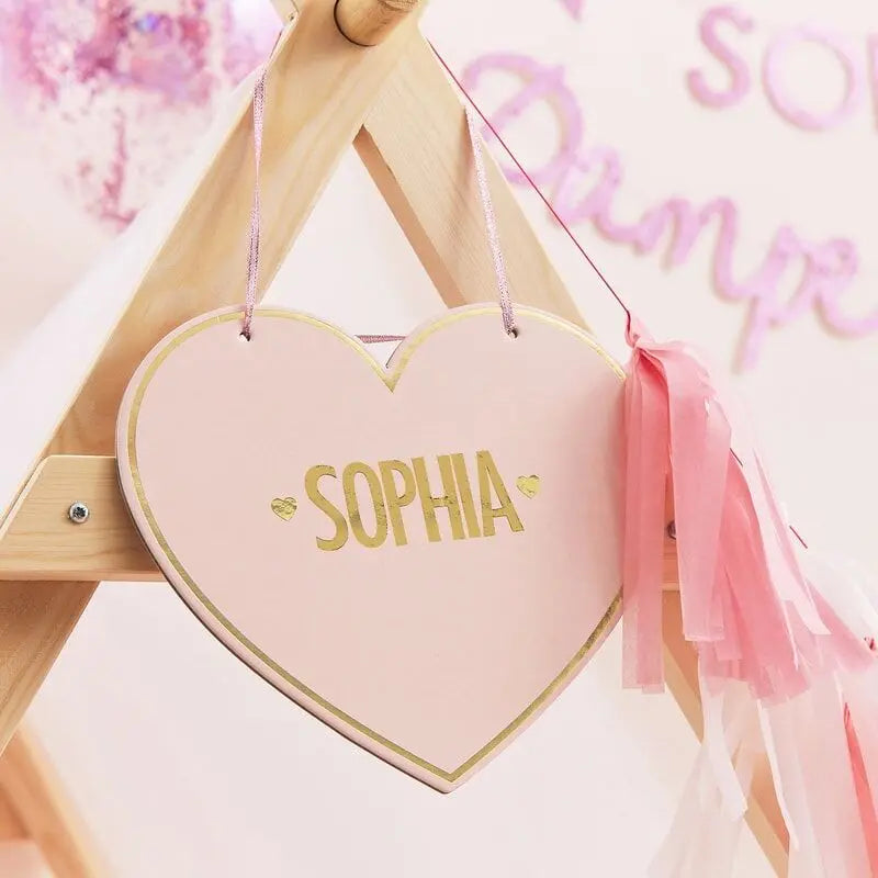 Customisable Pink Heart Kids Tent Sign Ginger Ray