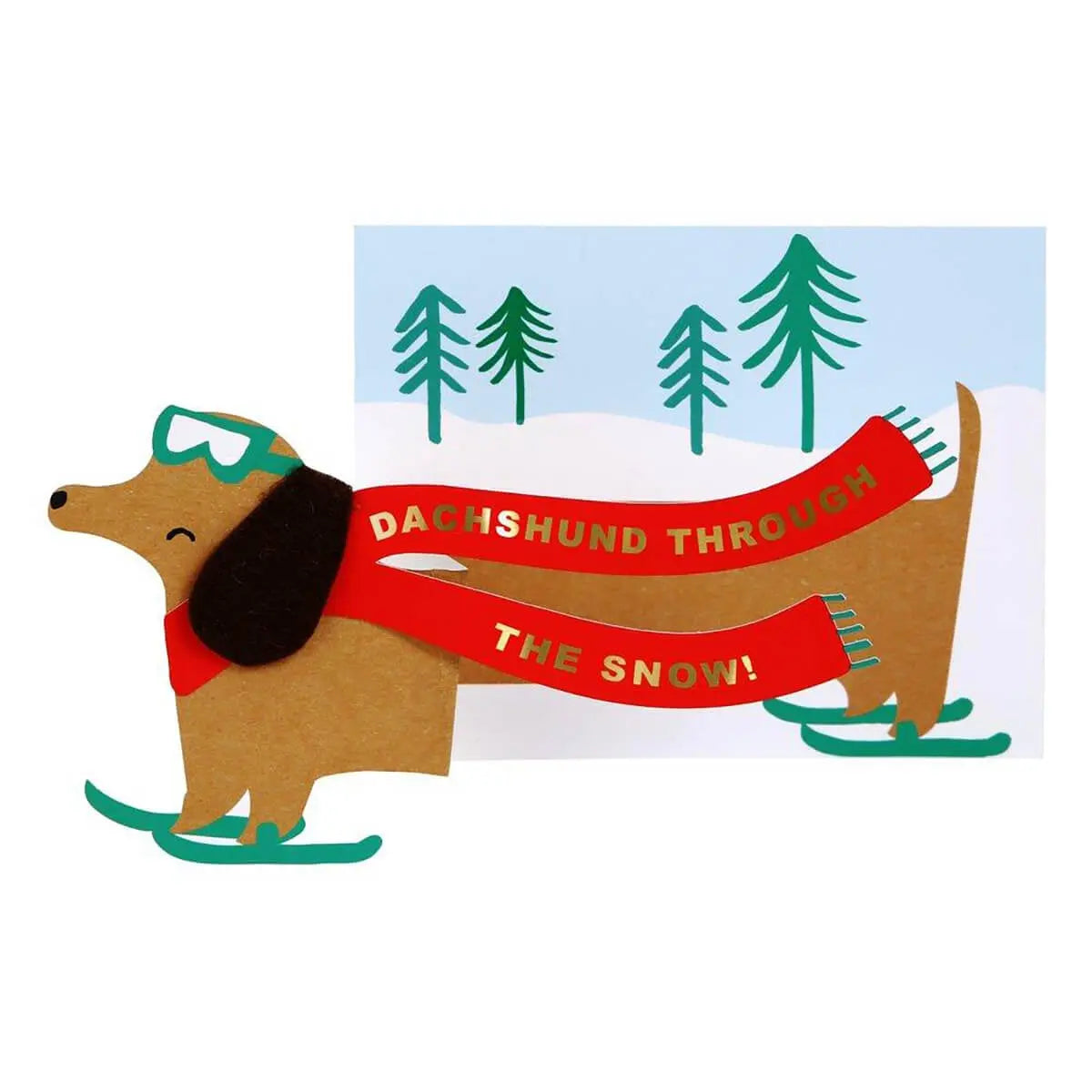 Dachshund Through The Snow Concertina Christmas Greeting Card Meri Meri